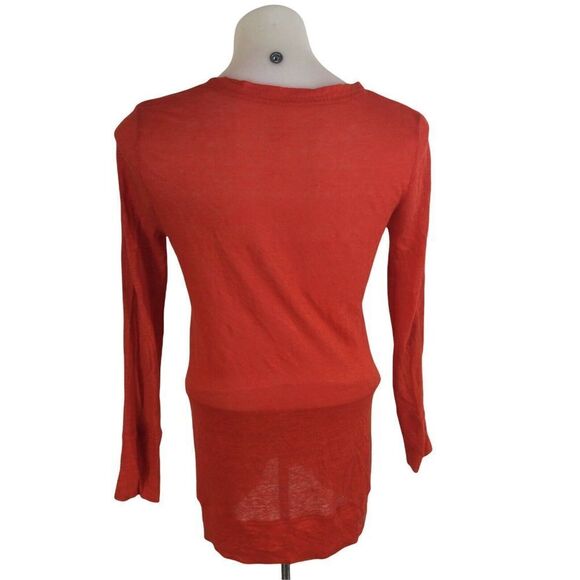 J Crew Whisper Linen Orange Button Down Cardigan Sweater Womens Size XS 81129 - Picture 3 of 9